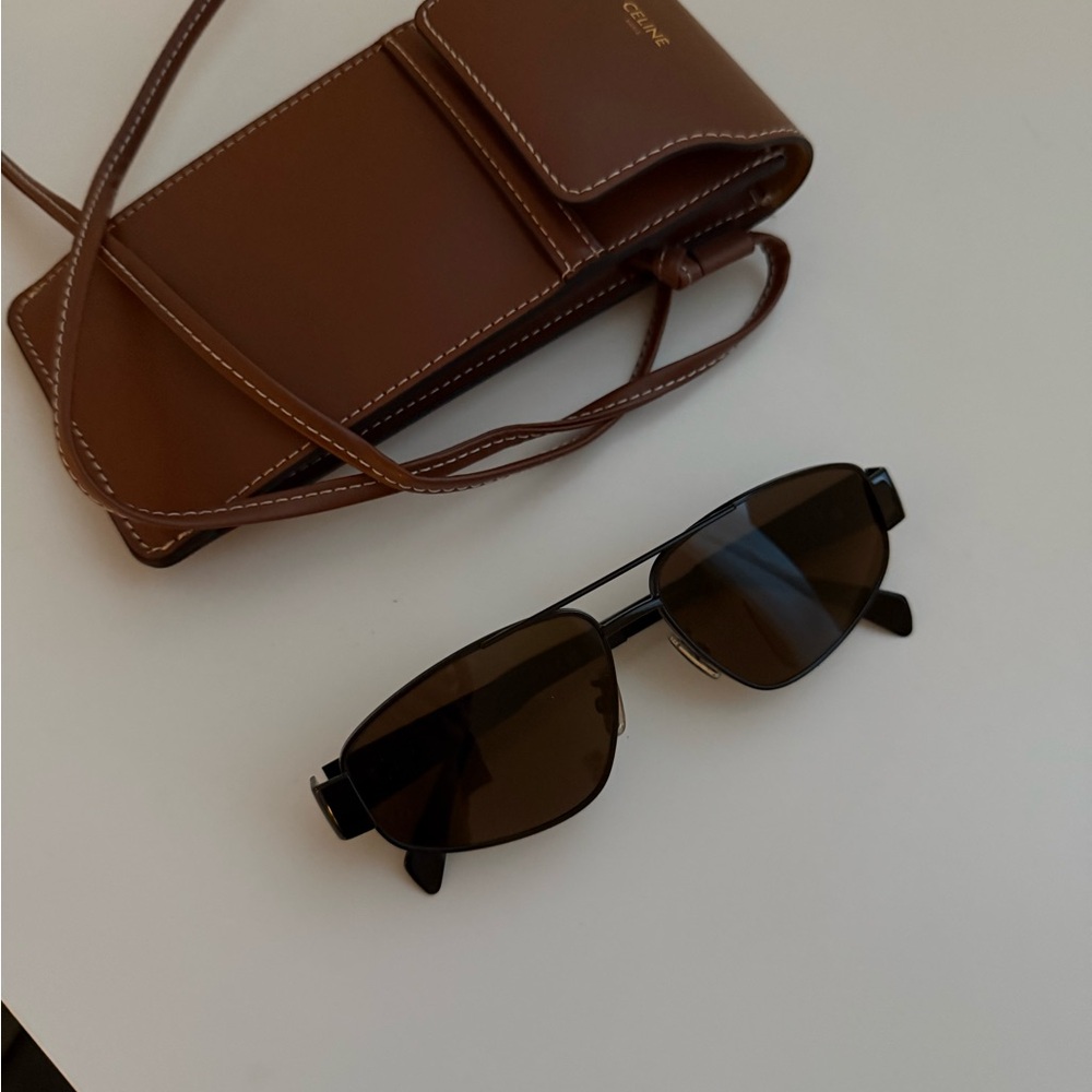 CELINE black triomphe black metal aviator sunglasses